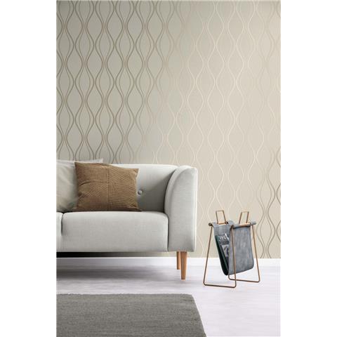 Vymura Luxury Foil Wallcovering Contour wave FD42802 Beige/Gold