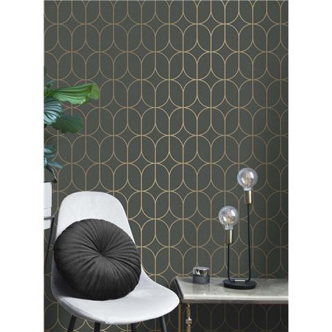 Vymura Luxury Foil Wallcovering Rocco Trellis FD42804 Charcoal