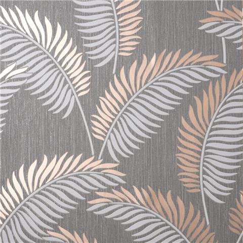 Fine Decor Cascade Leaf Wallpaper FD42839 grey/Rose gold
