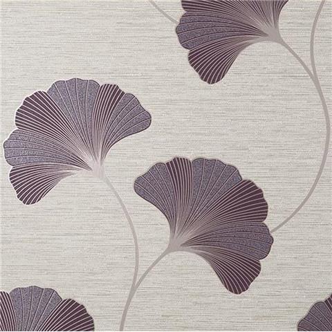 FINE DECOR Ginko Leaf WALLPAPER FD43150 Plum