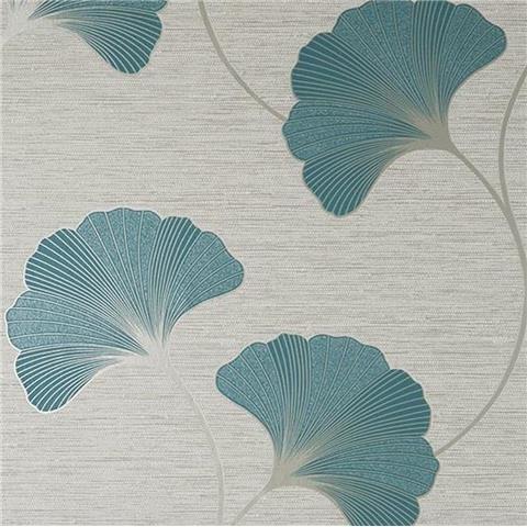 FINE DECOR Ginko Leaf WALLPAPER FD43151 Teal