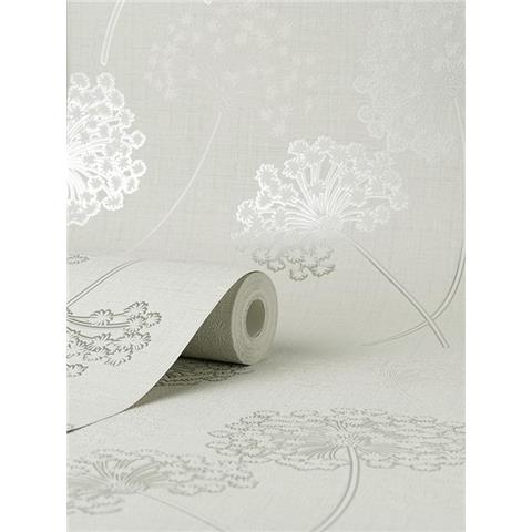 Fine Decor Grace Dandelion Wallpaper FD43283 White/Silver