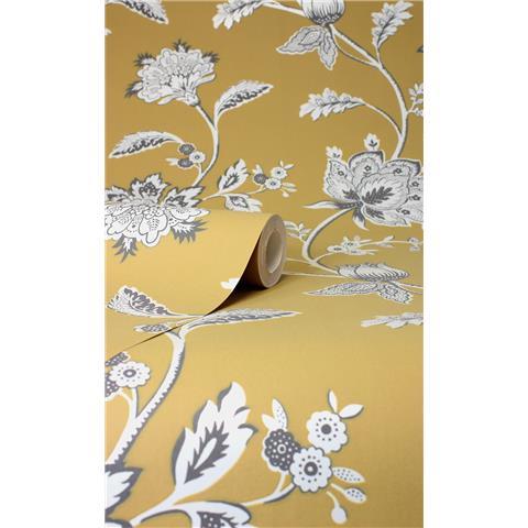 Fine Decor Juliette Floral Wallpaper FD43450 Ochre