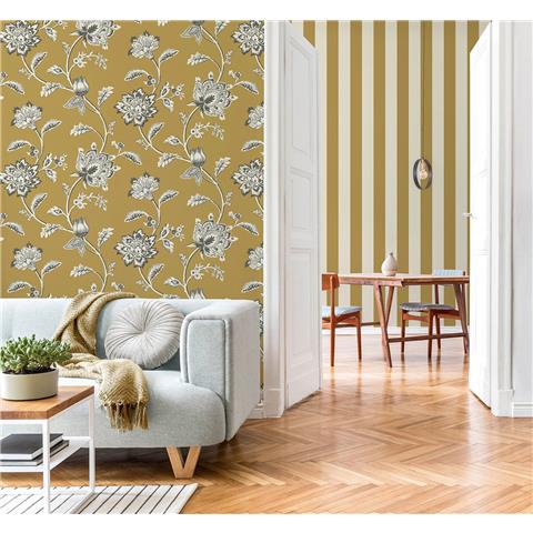 Fine Decor Juliette Floral Wallpaper FD43450 Ochre