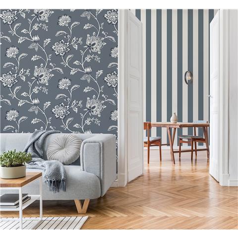 Fine Decor Juliette Floral Wallpaper FD43453 Blue