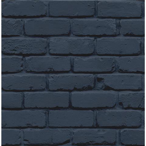 Fine Decor Painted Brick Wallpaper Navy FD43602