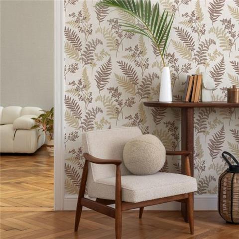 Fine Decor Fern Wallpaper FD43768 Mocha