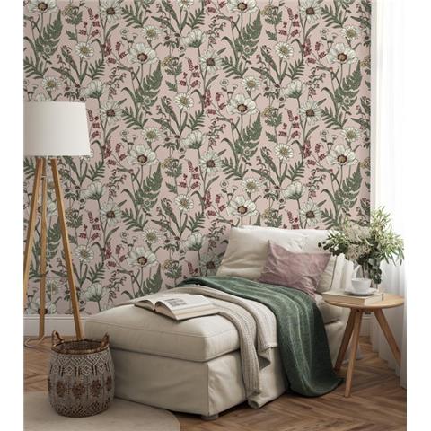 Fine Decor Wild Meadow Wallpaper FD43883 Pink