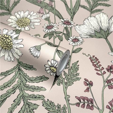 Fine Decor Wild Meadow Wallpaper FD43883 Pink