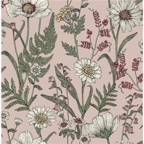 Fine Decor Wild Meadow Wallpaper FD43883 Pink