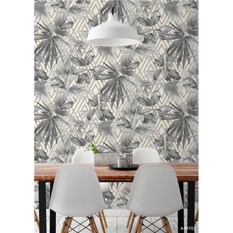 Grandeco Life Forage palm wallpaper 156002 Silver