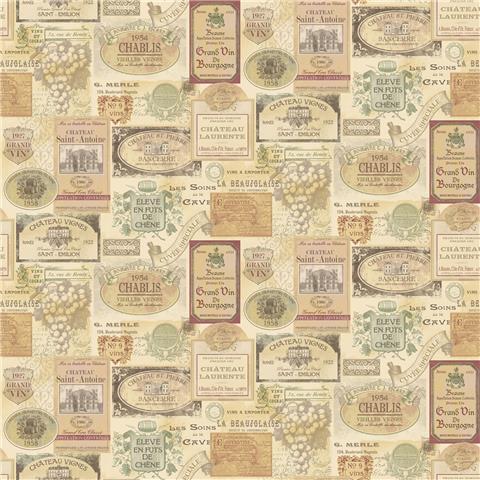 Kitchen Recipes Vinyl Wallpaper Wine Labels G12281