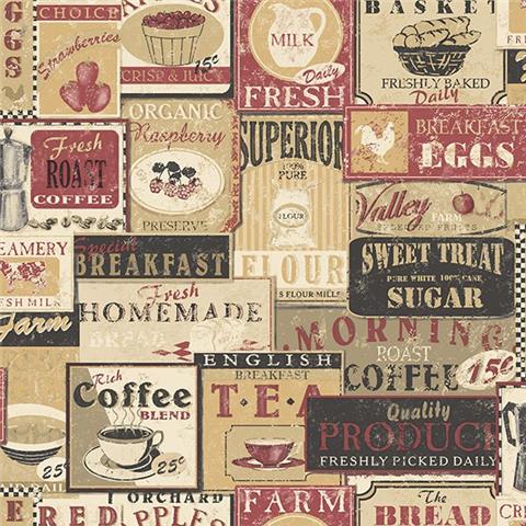 Galerie Nostalgie Wallpaper Kitchen Labels G56172 P51