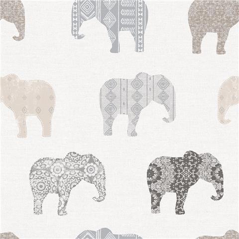 GALERIE JUST 4 KIDS 2 Elephants WALLPAPER G56527 p30 Grey