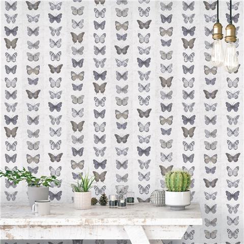 Organic Textures wallpaper butterflies G67991 silver