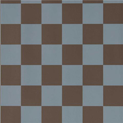 Harlequin x Henry Holland Wallpaper Blenets Check 113168 Atlantic/Chocolate
