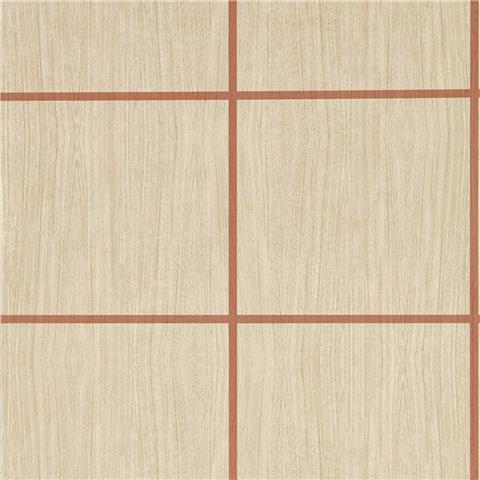 Harlequin Kasuri Wallpaper Wood Blocks 113200 Oak/Terracotta