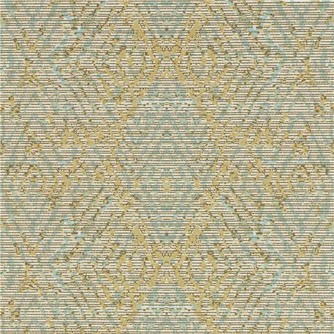 Harlequin Kasuri Wallpaper Hansha 113212 Buttermilk/Sky
