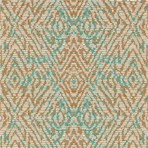 Harlequin Kasuri Wallpaper Hansha 113213 Paprika/Sky