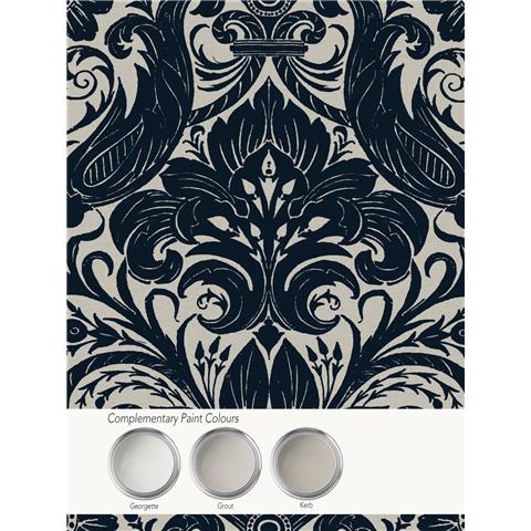 Laurence Llewelyn-Bowen Off the Wall Damask Sauvage Flock Wallpaper LB25167 Blue
