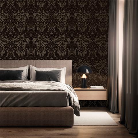 Laurence Llewelyn-Bowen Off the Wall Damask Sauvage Flock Wallpaper LB25168