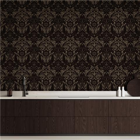 Laurence Llewelyn-Bowen Off the Wall Damask Sauvage Flock Wallpaper LB25168