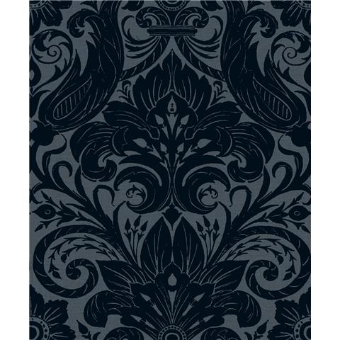 Laurence Llewelyn-Bowen Off the Wall Damask Sauvage Flock Wallpaper LB25169