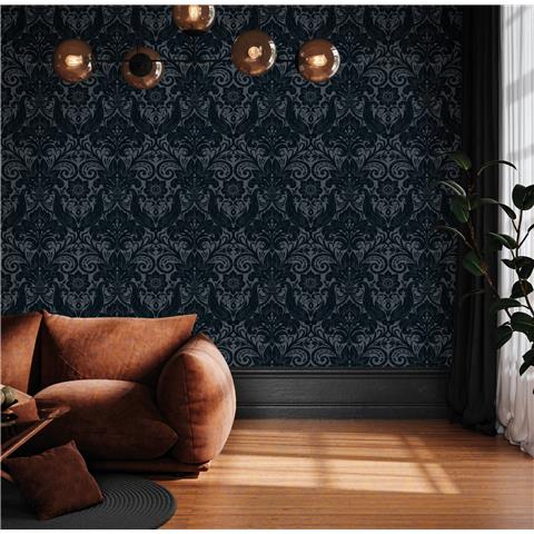 Laurence Llewelyn-Bowen Off the Wall Damask Sauvage Flock Wallpaper LB25169