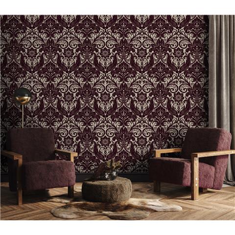 Laurence Llewelyn-Bowen Off the Wall Damask Sauvage Flock Wallpaper LB25170