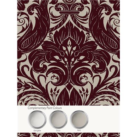 Laurence Llewelyn-Bowen Off the Wall Damask Sauvage Flock Wallpaper LB25170