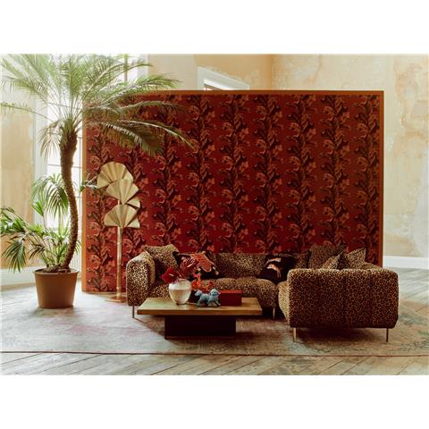 Paloma Faith Home Wallpaper Vintage Oriental Leaves 921501 red