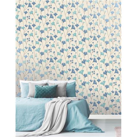 Crown scandi wallpaper Floral M1525 blue