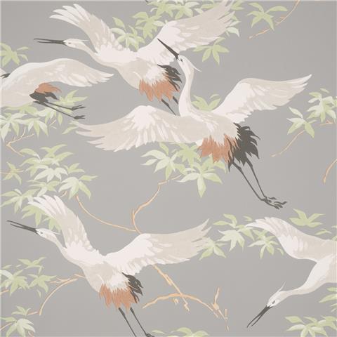 Crown Cranes Wallpaper M1657 Grey