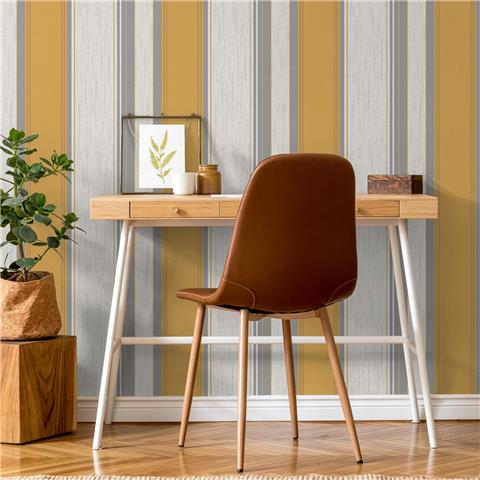 Synergy Vinyl Wallpaper Stripe M1721 Mustard/Yellow