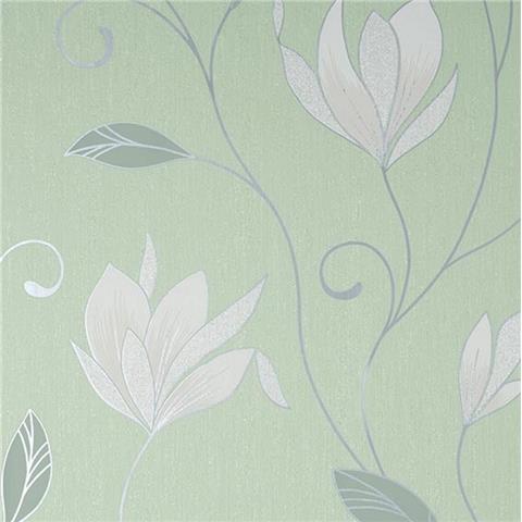 Crown SYNERGY VINYL WALLPAPER Floral TRAIL M1739 Green