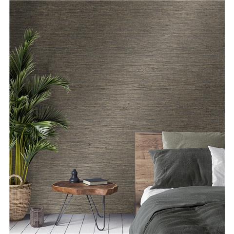 Crown Fushion Grasscloth Look Wallpaper M1770 Charcoal