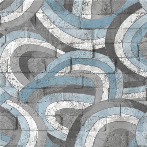 Ugepa Pop Wallpaper Graffiti Curve M45409 Blue/Charcoal p57
