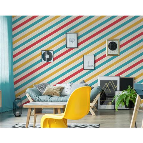 Ugepa Pop Wallpaper Carnival Stripe M47002 Multi p2