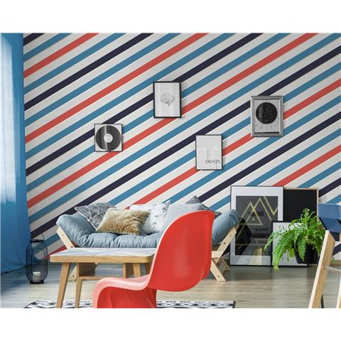 Ugepa Pop Wallpaper Carnival Stripe M47010 Blue/Red p22