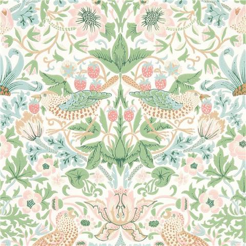 Simply Morris Wallpaper Strawberry Thief 217061 Cochineal/Pink