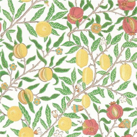 Simply Morris Wallpaper Fruit 217086 Leaf Green/Madder