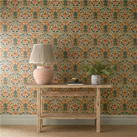 Morris & Co Wallpaper Iris+Rose 217566 Indigo/Crimson