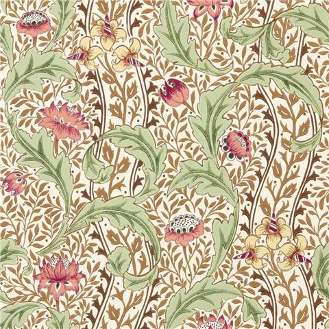 Morris & Co Wallpaper Wild Tulip+Vine 217579 Rose/Linen