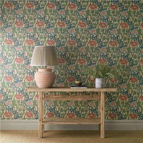 Morris & Co Wallpaper Cornflower 217580 Madder/Forest