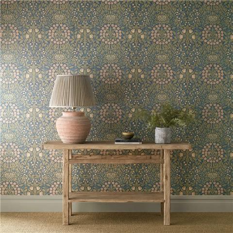 Morris & Co Wallpaper Daisy+Oak 217584 Powder Blue/Blush
