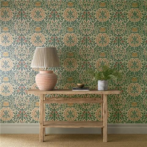 Morris & Co Wallpaper Daisy+Oak 217586 Madder/Teal
