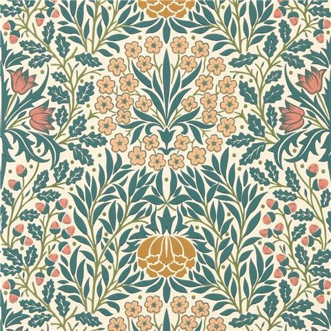 Morris & Co Wallpaper Daisy+Oak 217586 Madder/Teal