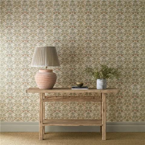 Morris & Co Wallpaper Oak+Blossom 217589 Chestnut/Primrose