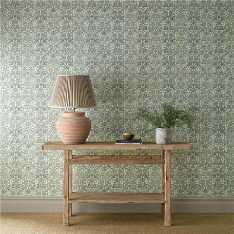 Morris & Co Wallpaper Oak+Blossom 217590 Thyme/Woad