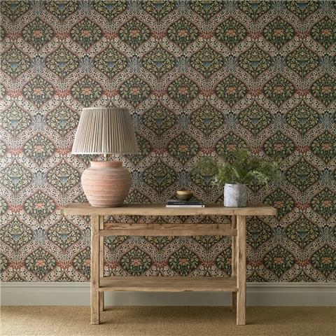 Morris & Co Wallpaper Norbury 217593 Brick/Teal